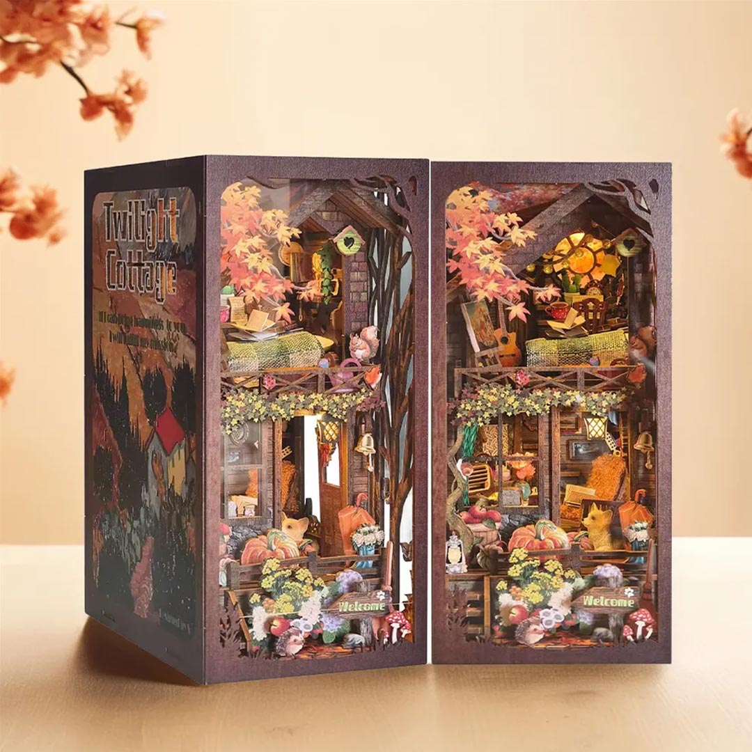 Twilight Cottage Wooden Book Nook Shelf Decor