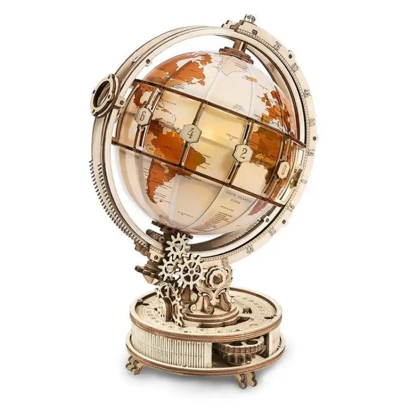3D Wooden Puzzle Glowing Globe