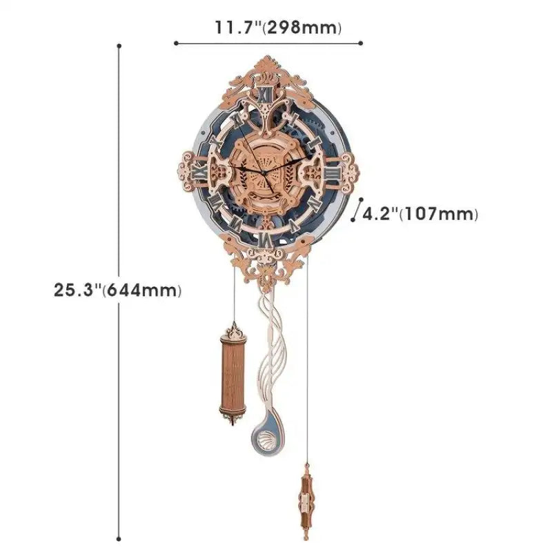 3D Wooden Mechanical Clock Puzzle