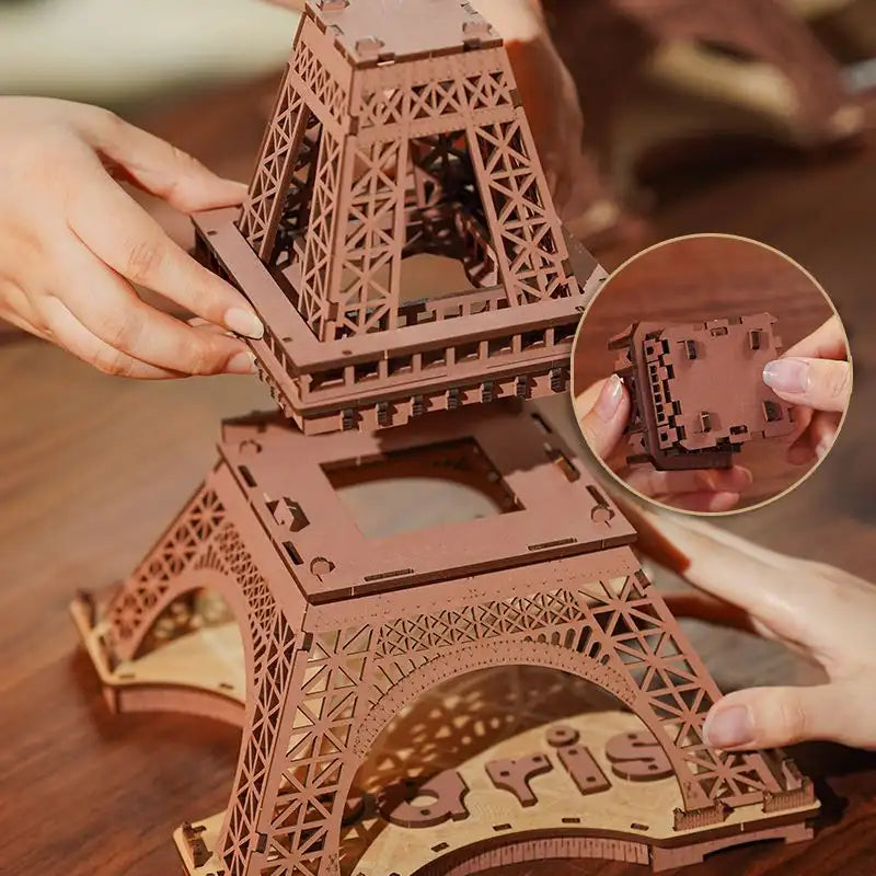 3D Wooden Puzzle Illuminated Eiffel Tower