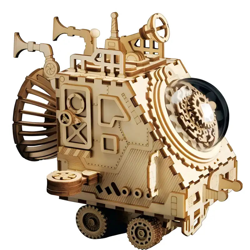 3D Wooden Puzzle Space Vehicle Mechanical Music Box