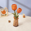 3D Wooden Puzzle Flower Tulip Orange