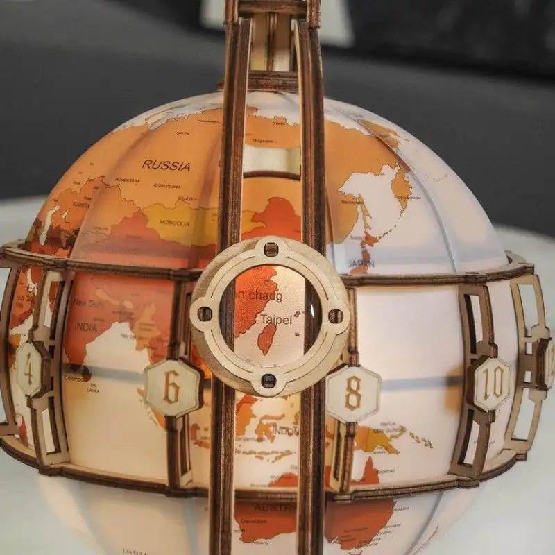 3D Wooden Puzzle Glowing Globe