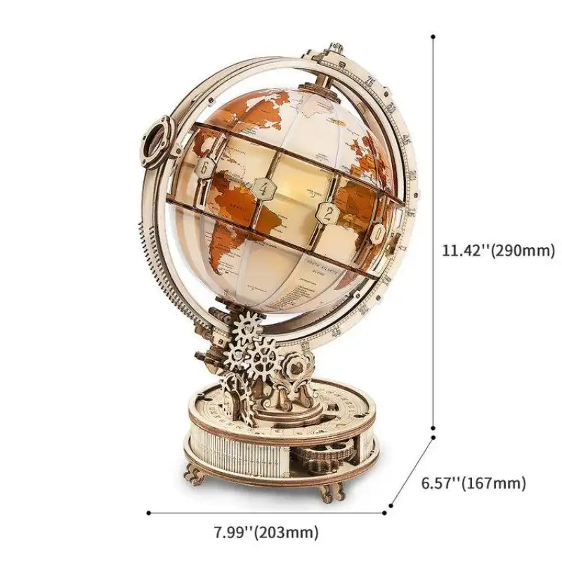 3D Wooden Puzzle Glowing Globe