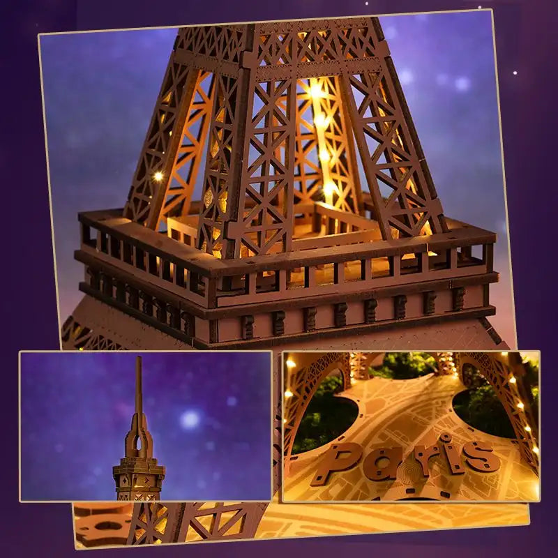 3D Wooden Puzzle Illuminated Eiffel Tower