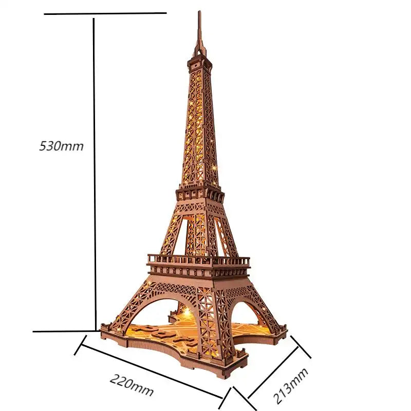 3D Wooden Puzzle Illuminated Eiffel Tower